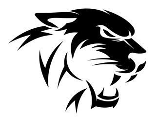 Tiger head silhouette design with white background