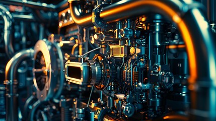 Fototapeta premium 3D render of a complex machine with 