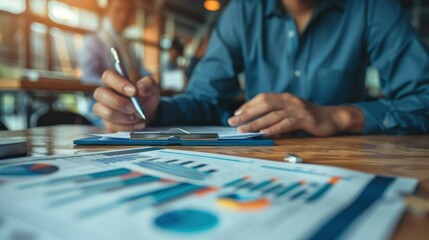 An image of a financial advisor meeting with clients, discussing investment options and market trends. The scene captures the collaborative and consultative nature of financial planning.