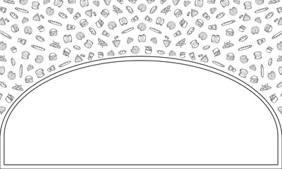 Frame of hand drawn food and beverage in doodle style