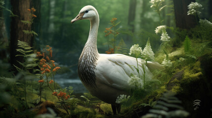 Fototapeta premium Great white pelican Pelecanus onocrotalus male during mating season, bird in family Pelecanidae