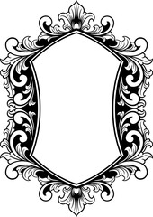 Ornament frame black and white vector illustration