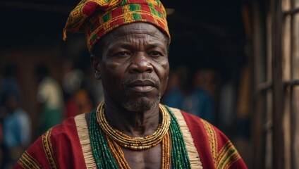 Obraz premium illustration of Cameroon man in traditional outfit.