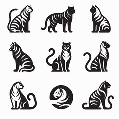 Obraz premium simple design of silhouette of tiger walking vector illustration Adobe Illustrator Artwork