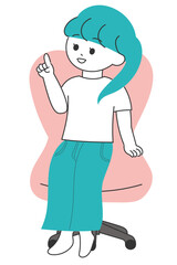 椅子に座って話をする女性のイラスト