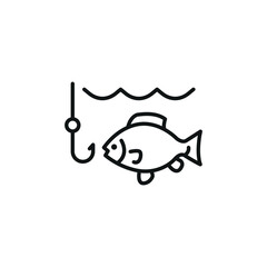 Fish and Hook Icon. Simple fish and hook icon for social media, app, and web design. Vector illustration.