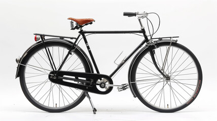 Vintage black bicycle against a white backdrop. Perfect for cycling clubs, bicycle stores, and eco-transport advertisements.