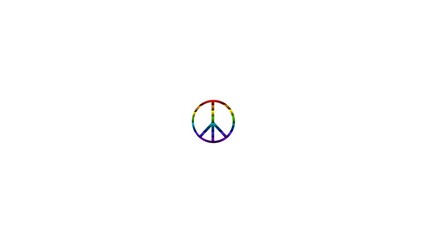 black and white background with a rainbow-colored peace logo in the center, perfect for wallpapers on phones, tablets, and PCs