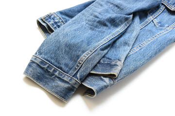 blue denim shirt texture isolated on white background, jean fashion style