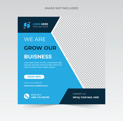 Simple corporate social media post template with blue color