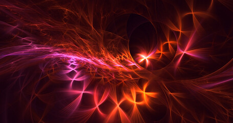 3D manual rendering abstract valentine red fractal light background. Its not AI Generatd illustration.