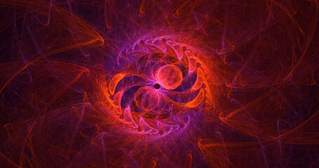 3D manual Fractal illustration. Abstract rendering multicolor technology light background. The illustration is not generated by AI.