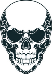 Skull head black and white vector illustration