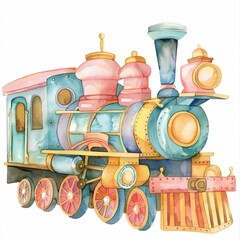 Naklejka premium watercolor train clipart 