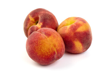 Juicy peaches, isolated on white background.