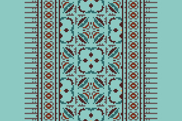 Geometric ethnic oriental ikat pattern traditional Design for background
,carpet,wallpaper,clothing,wrapping,Batik,fabric,Vector illustration.embroidery style.