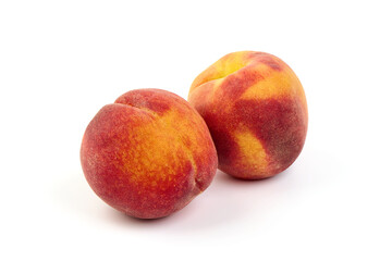 Juicy peaches, isolated on white background.