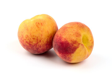 Juicy peaches, isolated on white background.