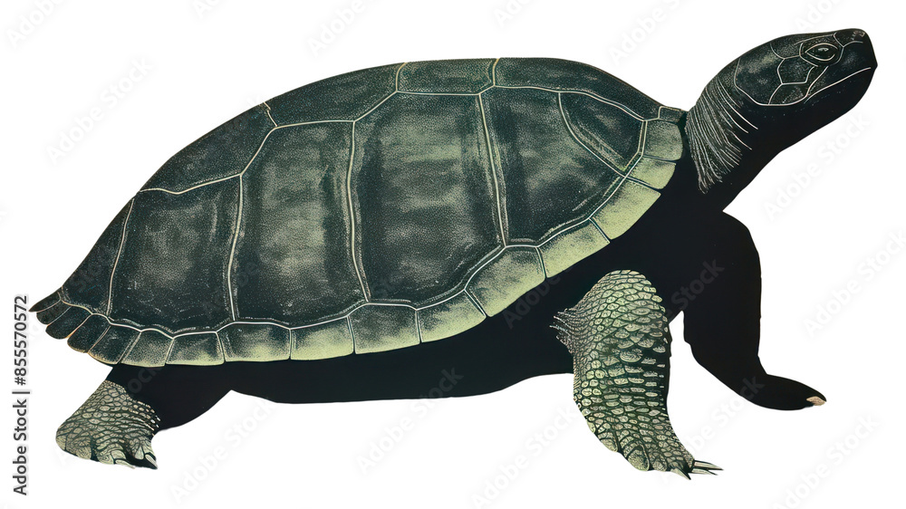 Sticker png reptile animal turtle side view.