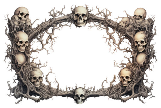 PNG Bone frame white background wedding spooky.