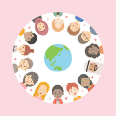 世界の人々の顔のイラスト