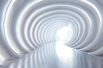 Obraz premium 3D rendering of Abstract White Tunnel with Glowing Light