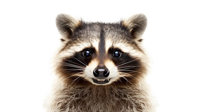 A raccoon with a big smile on its face