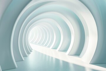Fototapeta premium 3D rendering of Abstract White Tunnel with a Light at the End