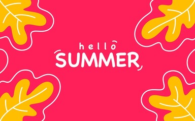 Colorful summer background with leaf decorations layout banner design. landscape poster, greeting card, header to website