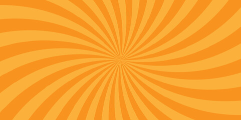 Vector Abstract orange sun rays and sunburst backdrop background. seamless retro vintage burst sunrise sunbeam element spiral striped illustration sunray template wallpaper design.
