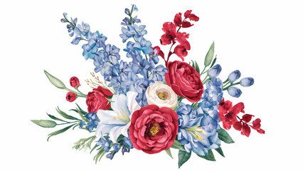 Fototapeta premium July 4th Flower Bouquet, Patriotic Independence day Flowers, Freedom Flowers