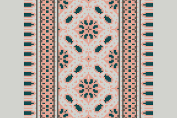 Geometric ethnic oriental seamless pattern traditional Design for background, carpet, wallpaper, clothing, wrapping, Batik, fabric, vector, illustration, boho embroidery style.