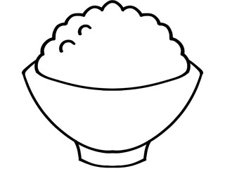 茶碗に盛られた大盛りご飯のイラスト素材
