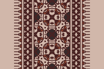 Geometric ethnic oriental seamless pattern traditional Design for background, carpet, wallpaper, clothing, wrapping, Batik, fabric, vector, illustration, boho embroidery style.