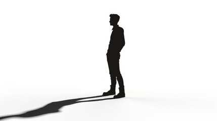 A cartoon man silhouette standing against a white backdrop casually leaning