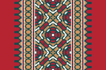 Geometric ethnic oriental seamless pattern traditional Design for background, carpet, wallpaper, clothing, wrapping, Batik, fabric, vector, illustration, boho embroidery style.