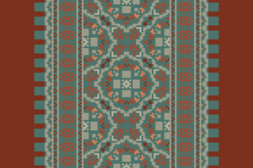 Geometric ethnic oriental seamless pattern traditional Design for background, carpet, wallpaper, clothing, wrapping, Batik, fabric, vector, illustration, boho embroidery style.
