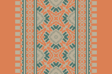 Geometric ethnic oriental seamless pattern traditional Design for background, carpet, wallpaper, clothing, wrapping, Batik, fabric, vector, illustration, boho embroidery style.