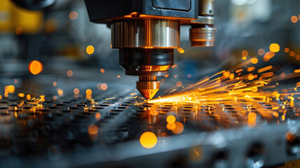 CNC LPG cutting machines in action emit dazzling sparks as they sculpt metal with precision and efficiency. industrial cutting technology.