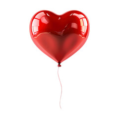 Red heart balloon floating in the fly isolated on transparent background Remove png, Clipping Path