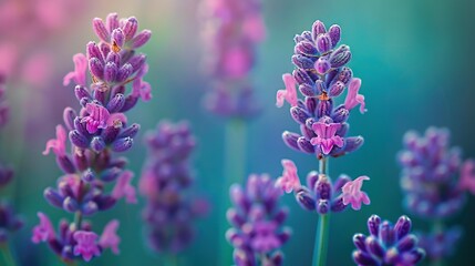 Obraz premium A close-up of a bouquet of flowers with a ladybug perched on top in the center of the frame