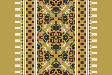 Geometric ethnic oriental seamless pattern traditional Design for background, carpet, wallpaper, clothing, wrapping, Batik, fabric, vector, illustration, boho embroidery style.