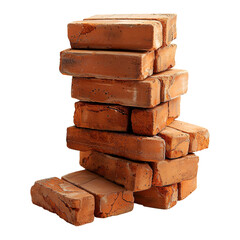 Stack of bricks isolated on transparent background Remove png, Clipping Path