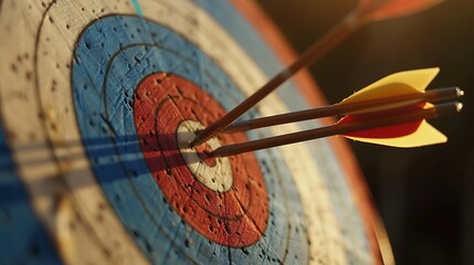 Three arrows on an archery target