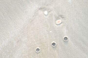details of sand that were eroded by sea water Along the coast of Thailand