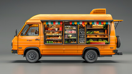 Street food truck van fast delivery isolated on white background vector image