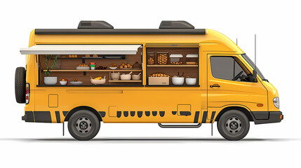 Street food truck van fast delivery isolated on white background vector image
