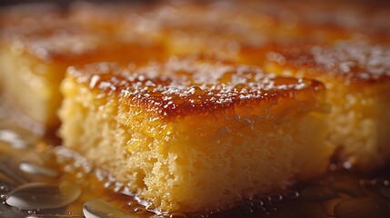 A close-up of a luxurious Castella cake, showcasing its fluffy texture and golden-brown top, detailed and tempting, hd quality, vivid style, sharp focus, bright lighting 