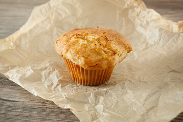 A view of a pineapple coconut muffin.