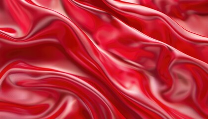 Obraz premium Red satin background with gentle folds and sheen concept focus on light reflections, ethereal, Composite glamorous event